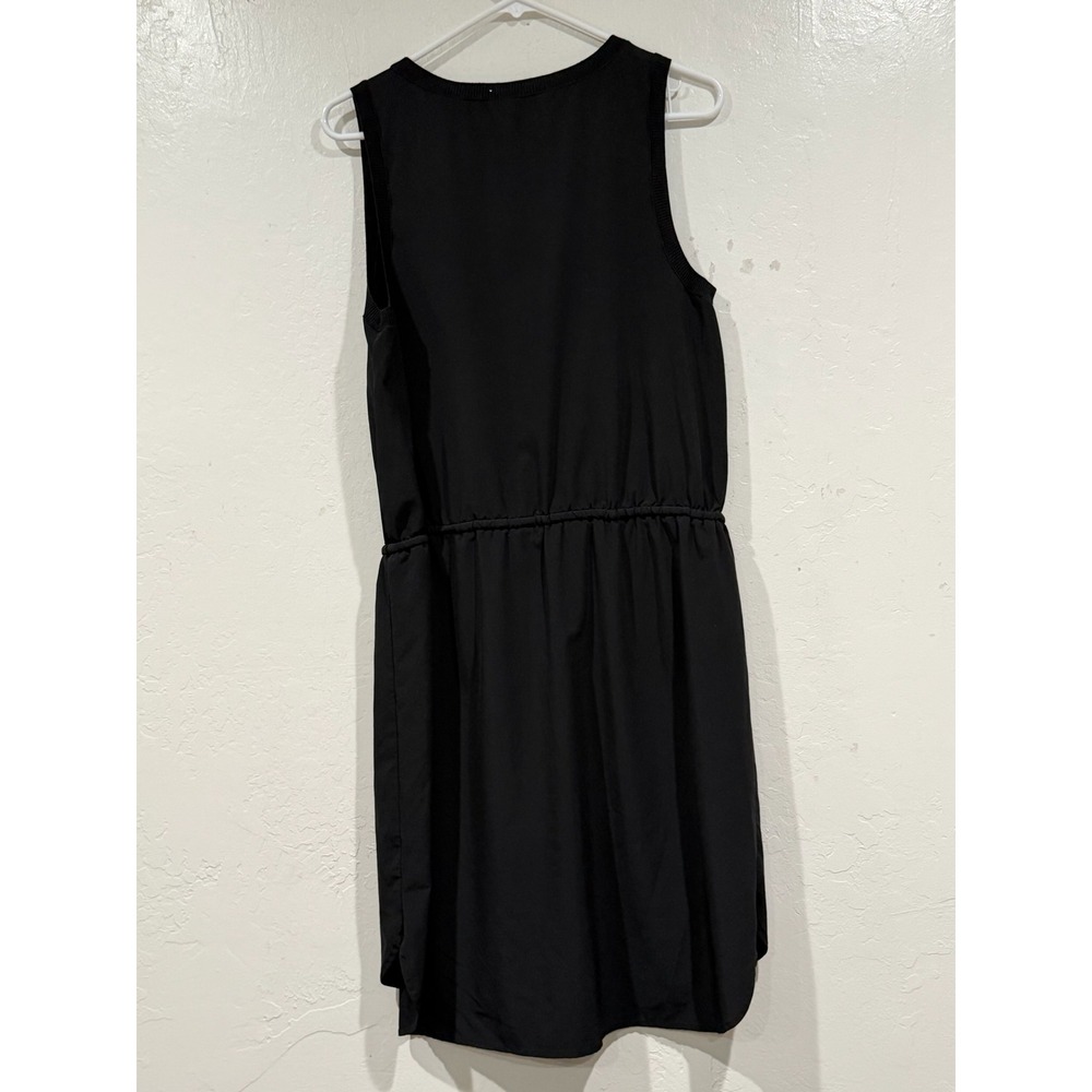 Athleta Black Sleeveless Drawstring Waist Mini Dress Sporty Casual Size M - Picture 3 of 6